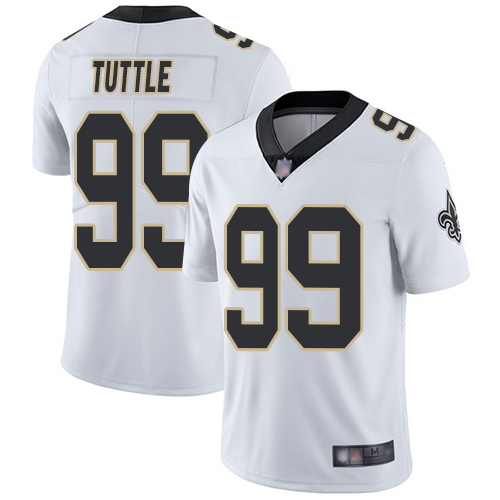 Men New Orleans Saints Limited White Men Shy Tuttle Road Jersey NFL Football #99 Vapor Untouchable Jersey->new orleans saints->NFL Jersey